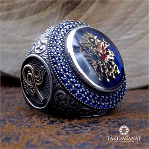 Osmanlı Sancak ve Tuğra Yazılı Gümüş Saltanat Yüzüğü